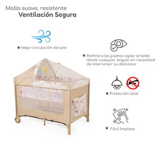 Foto 4 | Cuna Corral Plegable Con Cambiador Y Dos Niveles D´bebe - Beige