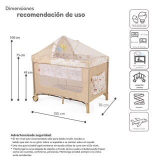 Foto 5 | Cuna Corral Plegable Con Cambiador Y Dos Niveles D´bebe - Beige