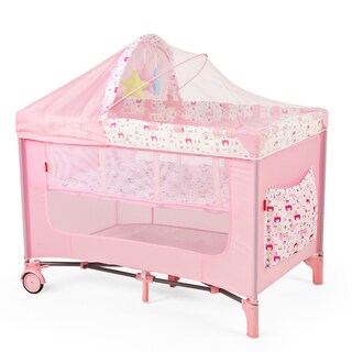 Foto 1 | Cuna Corral Plegable Con Cambiador Y Dos Niveles D´bebe - Rosa