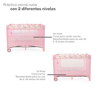 Foto 3 | Cuna Corral Plegable Con Cambiador Y Dos Niveles D´bebe - Rosa