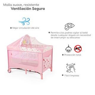 Foto 4 | Cuna Corral Plegable Con Cambiador Y Dos Niveles D´bebe - Rosa