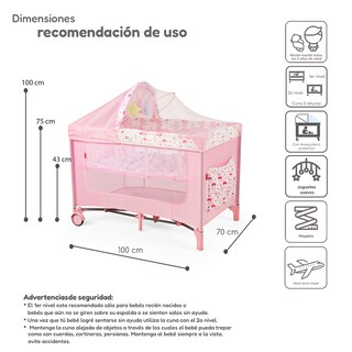 Foto 5 | Cuna Corral Plegable Con Cambiador Y Dos Niveles D´bebe - Rosa