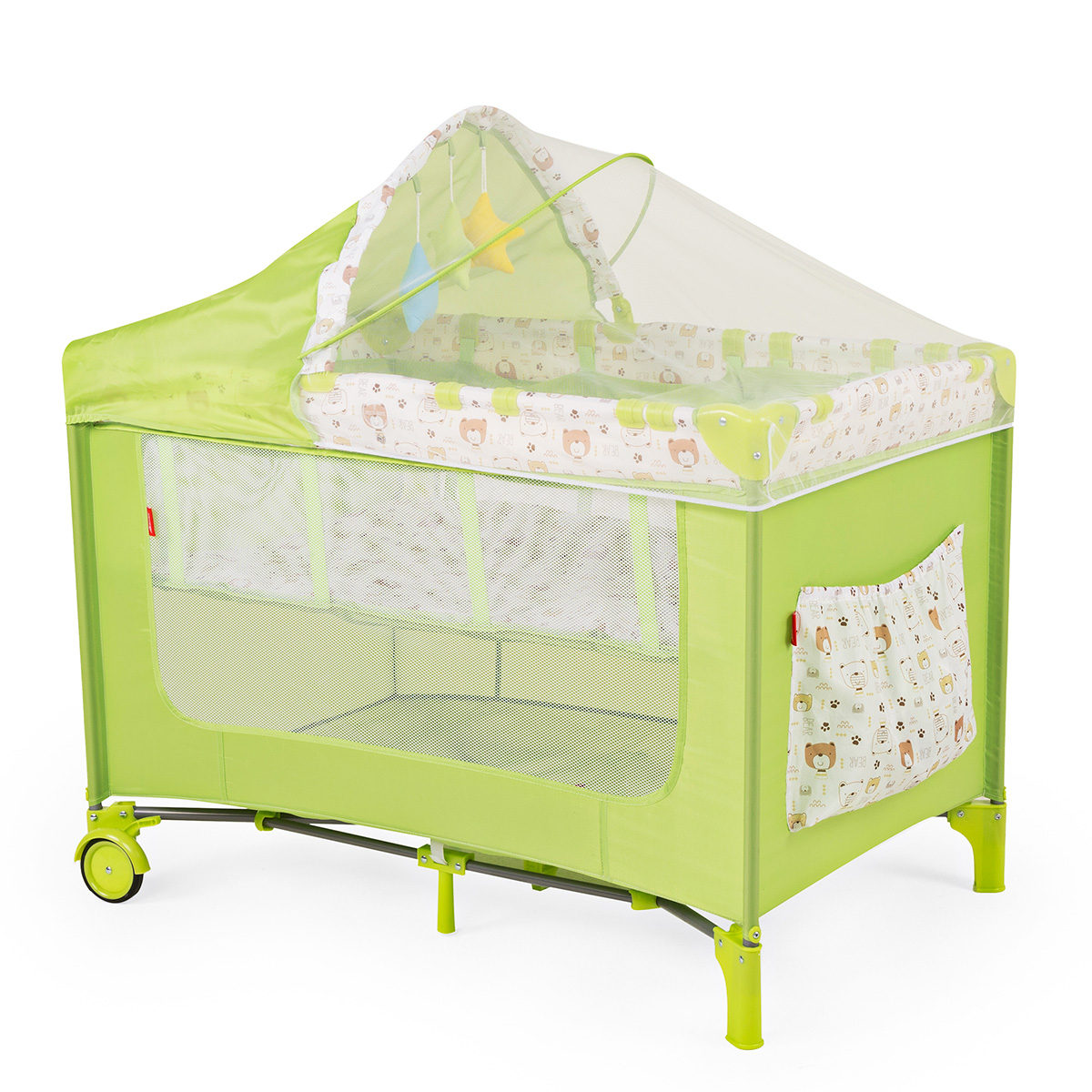 Cuna Corral Plegable Con Cambiador Y Dos Niveles D´bebe -  Verde