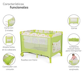 Foto 2 | Cuna Corral Plegable Con Cambiador Y Dos Niveles D´bebe - Verde