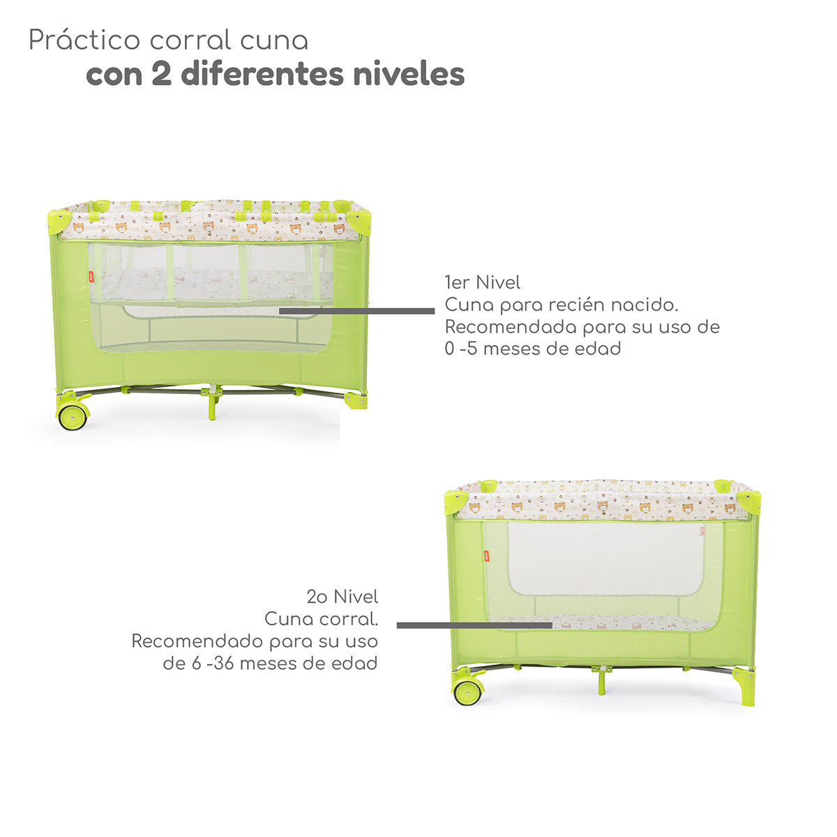 Foto 4 pulgar | Cuna Corral Plegable Con Cambiador Y Dos Niveles D´bebe -  Verde
