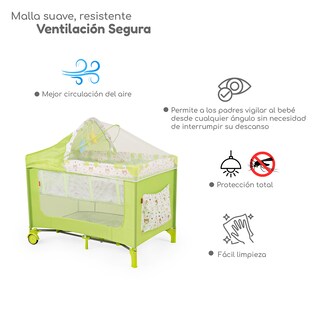 Foto 4 | Cuna Corral Plegable Con Cambiador Y Dos Niveles D´bebe - Verde