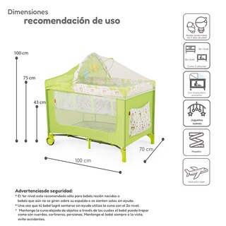 Foto 5 | Cuna Corral Plegable Con Cambiador Y Dos Niveles D´bebe - Verde