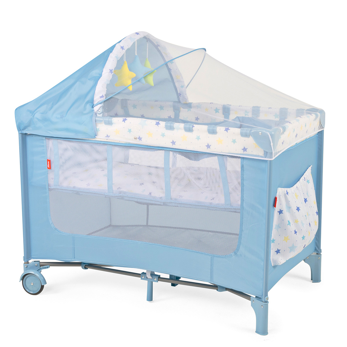 Cuna Corral Plegable Con Cambiador Y Dos Niveles D´bebe - Azul