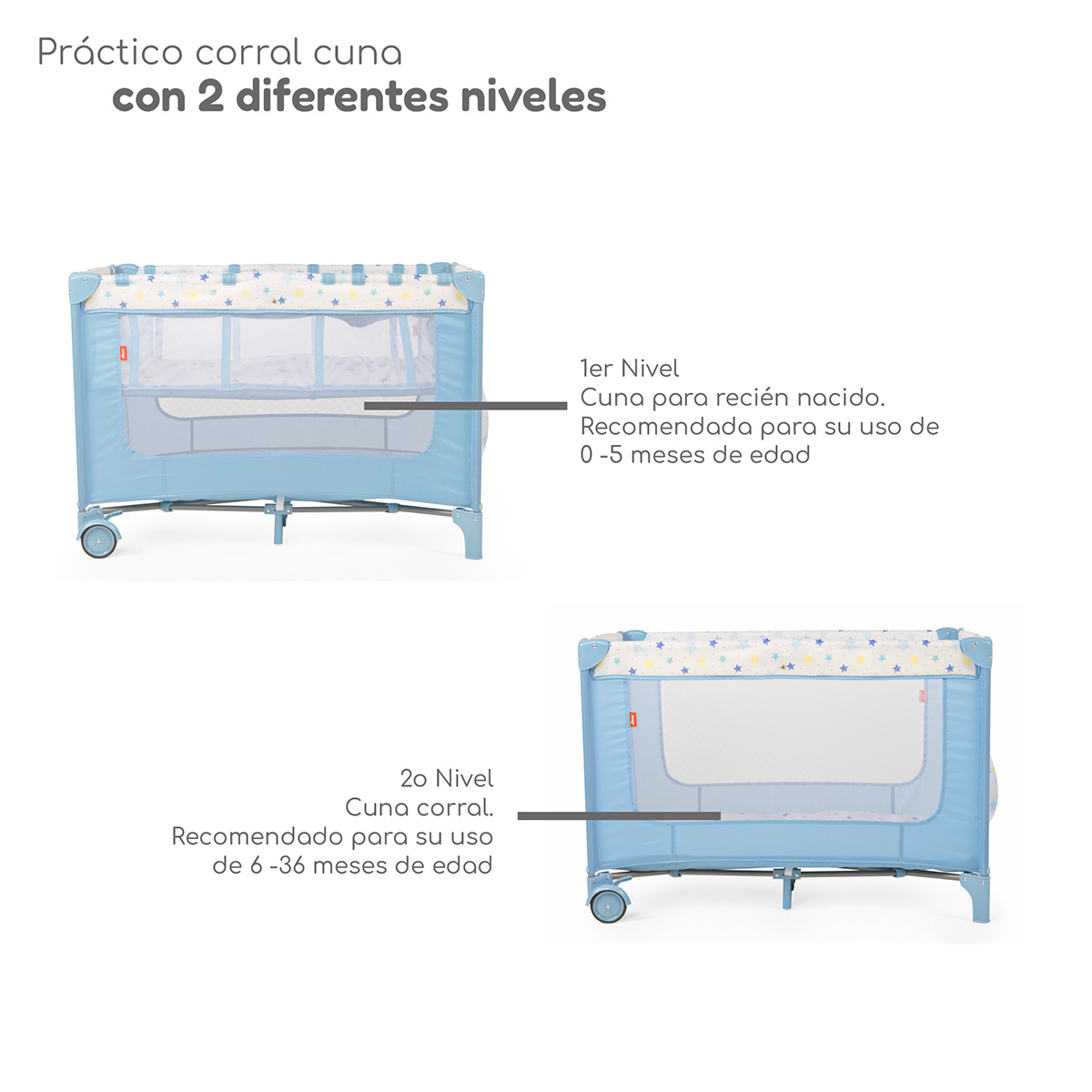 Foto 4 pulgar | Cuna Corral Plegable Con Cambiador Y Dos Niveles D´bebe - Azul