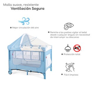 Foto 4 | Cuna Corral Plegable Con Cambiador Y Dos Niveles D´bebe - Azul