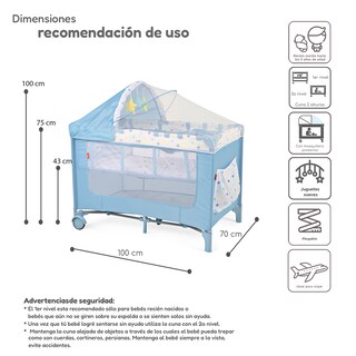 Foto 5 | Cuna Corral Plegable Con Cambiador Y Dos Niveles D´bebe - Azul