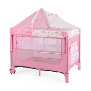Foto 1 | Cuna Colecho D’bebé Con 2 Niveles Mosquitero Acolchonado - Rosa