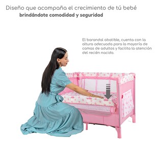 Foto 3 | Cuna Colecho D’bebé Con 2 Niveles Mosquitero Acolchonado - Rosa
