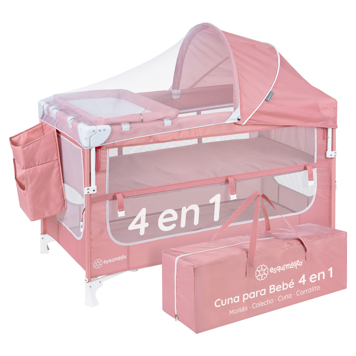 Foto 1 | Cuna Para Bebé 4 En 1 Esquimal Colecho  Moisés  Cama De Viaje  Corral Color Rosa