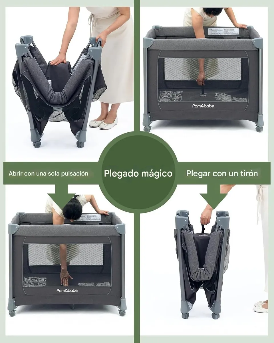Foto 5 pulgar | Cuna Corral Para Bebé Pamo Babe 9106am02 Calidad Premium Gris