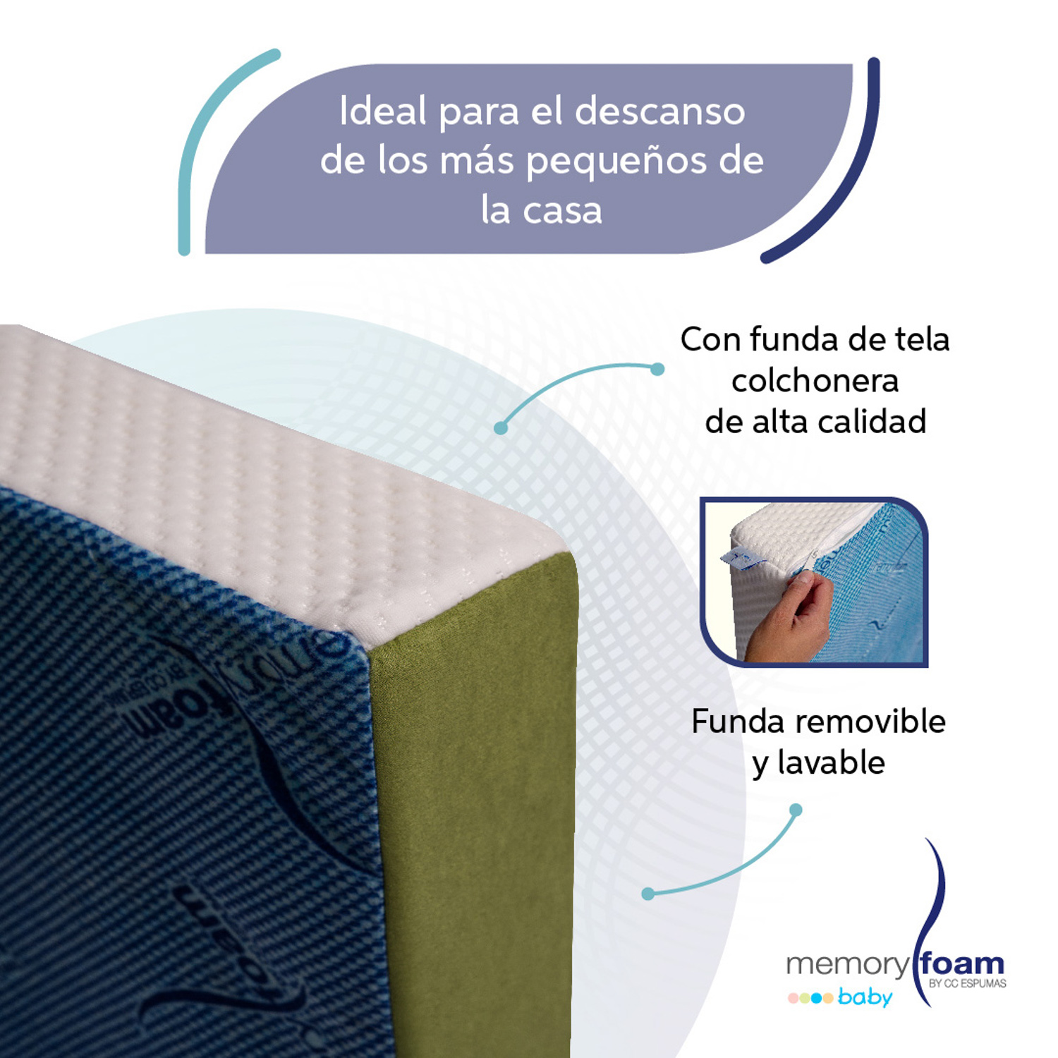 Foto 4 pulgar | Colchón para Cuna Memory Foam Baby Essential color Blanco