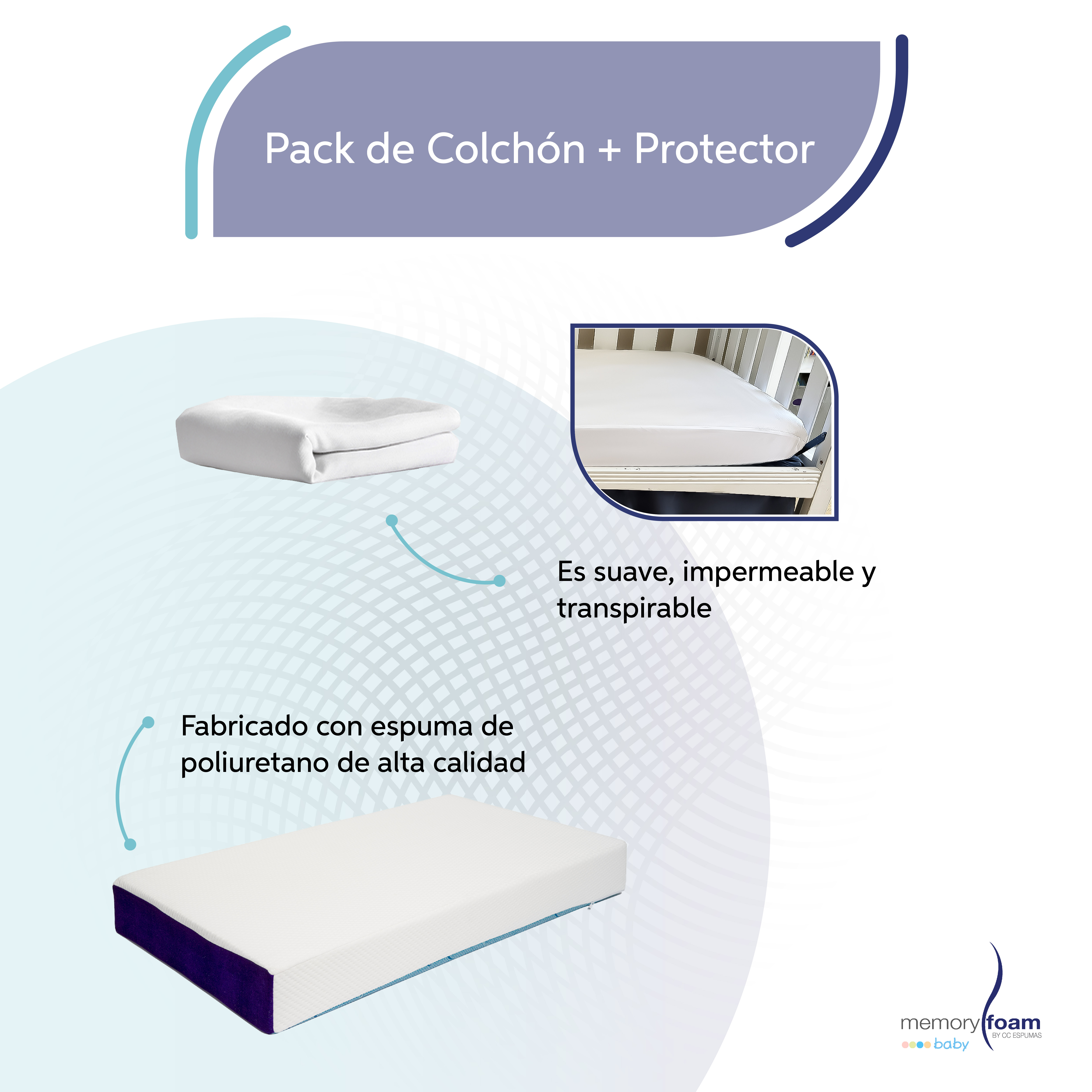 Foto 4 pulgar | Pack Colchón De Bebé: Baby Good + Protector - 130x70x15 Cm