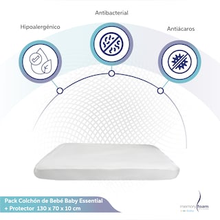 Foto 2 | Pack Colchón de Bebé Baby Essential + Protector - 130 X 70 X 10 cm