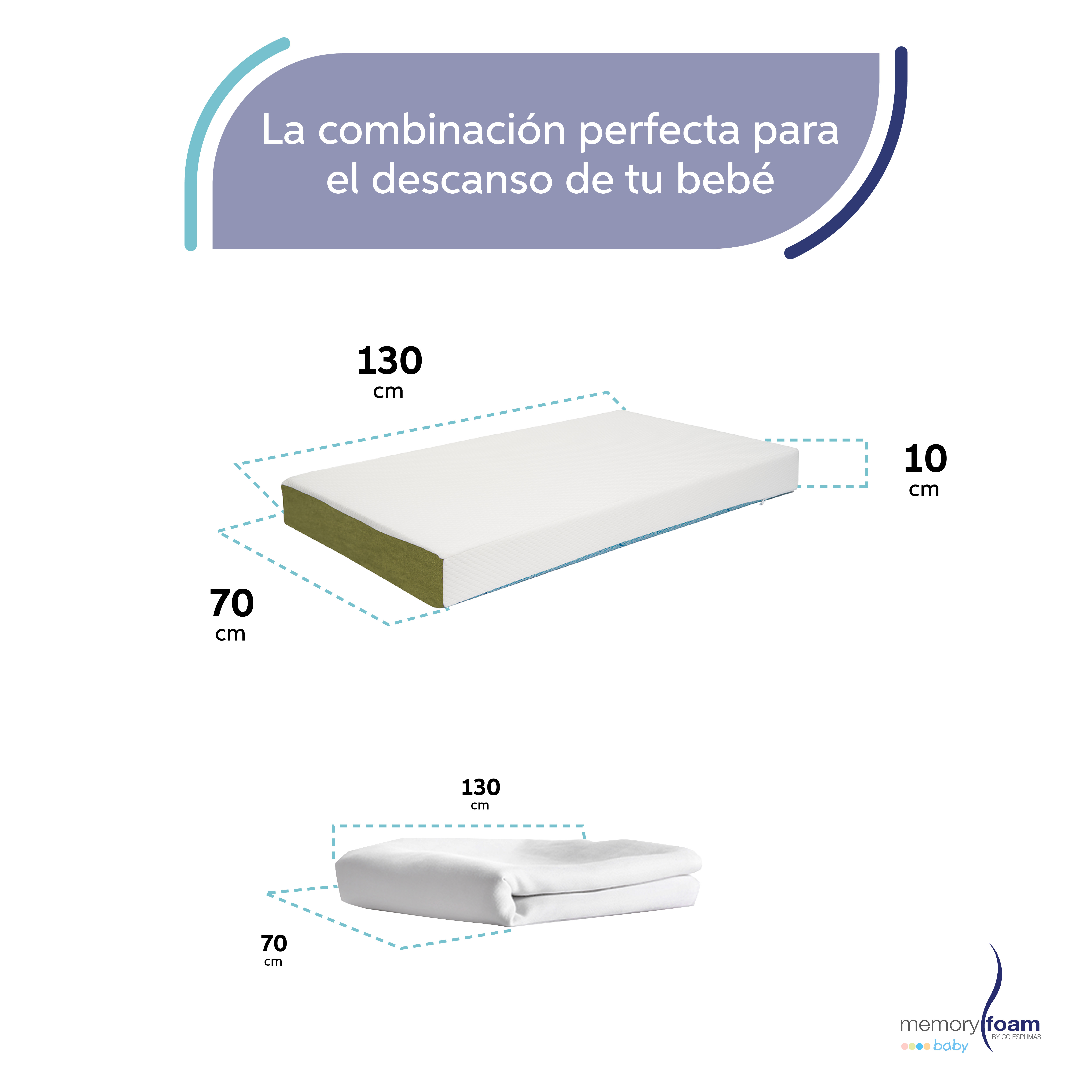 Foto 6 pulgar | Pack Colchón de Bebé Baby Essential + Protector - 130 X 70 X 10 cm