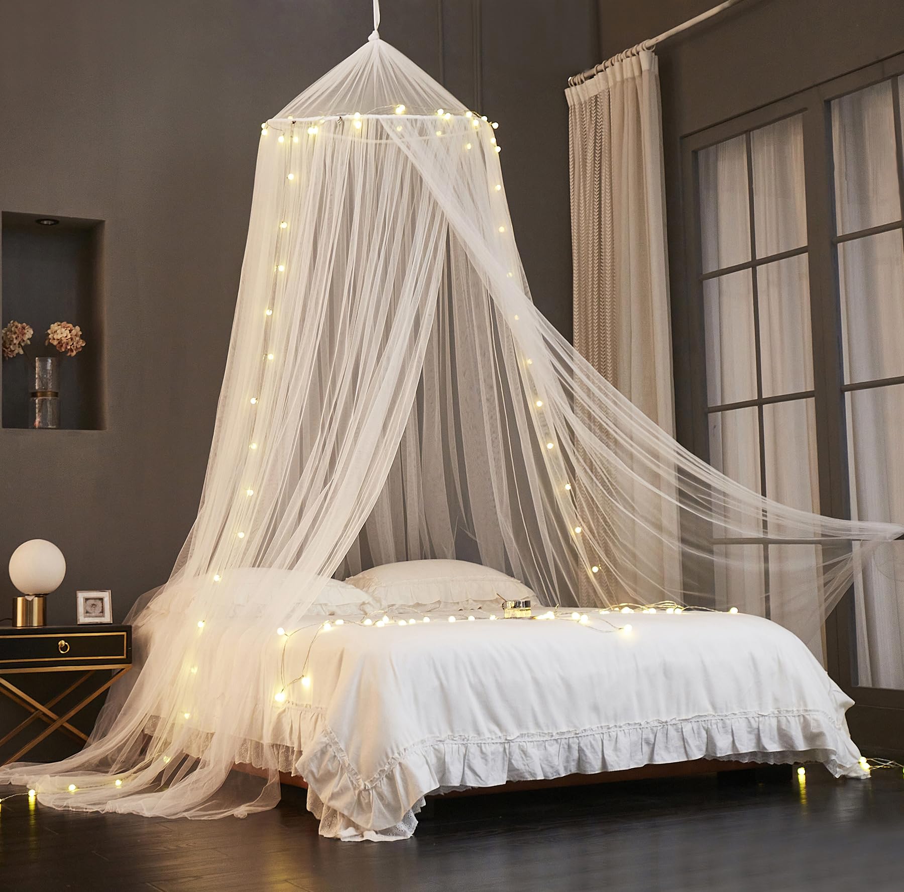 Dosel De Cama Mengersi Con Luces Princess Para Niñas (blanco) - Venta Internacional.