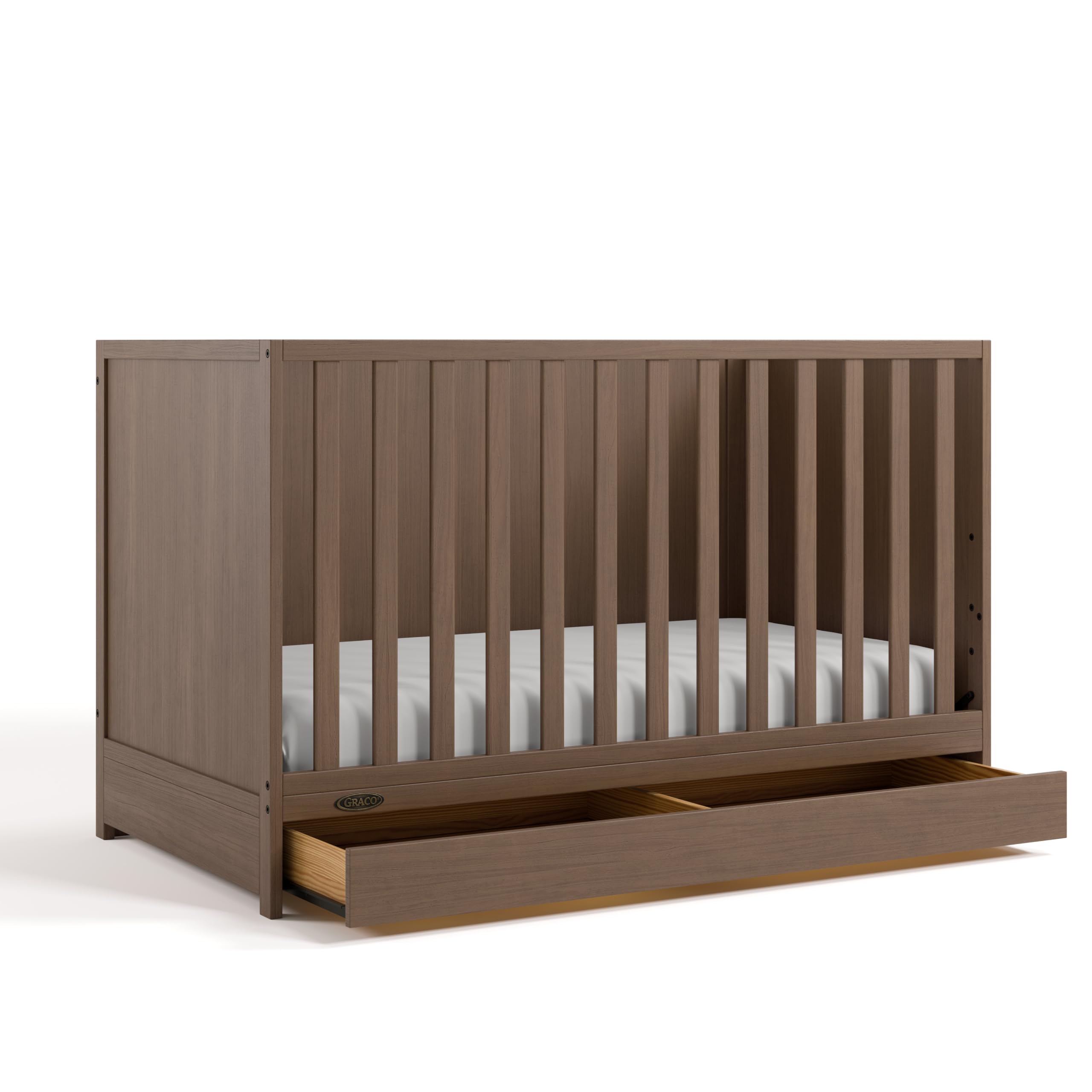 Foto 1 | Cuna Convertible Graco Theo Con Cajón De Almacenamiento De Madera De Avellana - Venta Internacional.