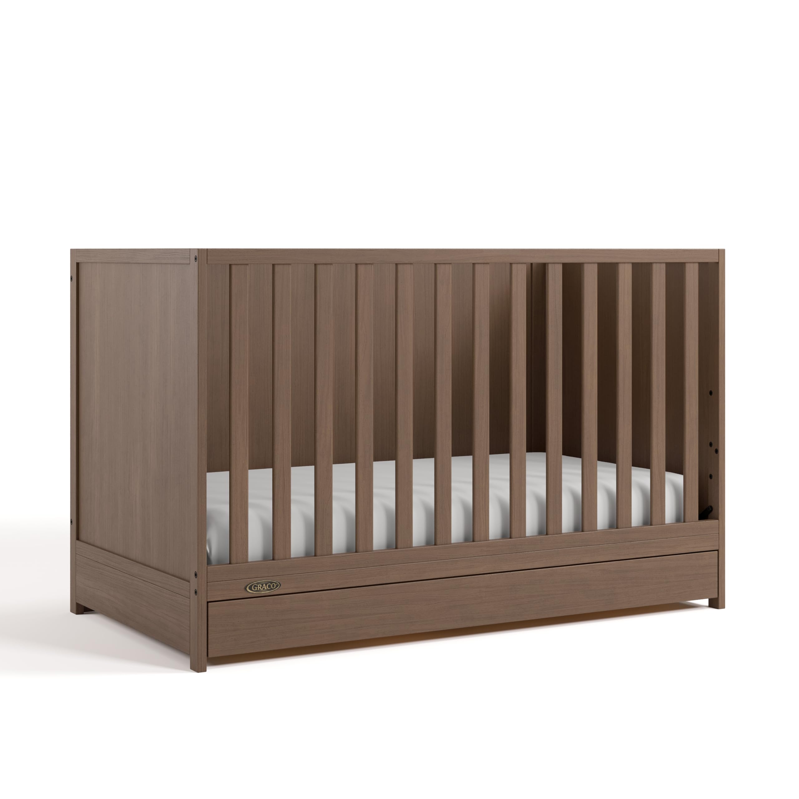 Foto 5 | Cuna Convertible Graco Theo Con Cajón De Almacenamiento De Madera De Avellana - Venta Internacional.