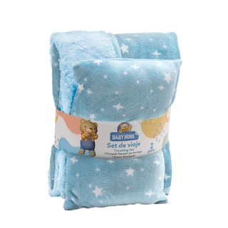 Foto 1 | Set De Frazada Y Almohada Baby Mink Bm06b Azul (100 X 80 Cm)