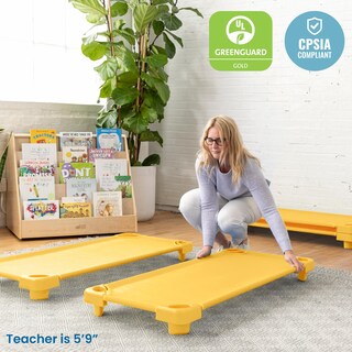 Foto 7 | Cuna Para Niños Ecr4kids, Apilable, Tamaño Estándar, Color Amarillo, Paquete De 6 - Venta Internacional.