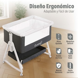 Foto 7 | Magma Life Cuna Colecho 3 En 1 Para Bebé, Cama Multifuncional Con Mosquitero, Altura Ajustable, Convertible A Mecedora