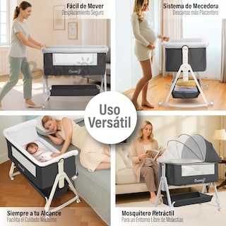 Foto 8 | Magma Life Cuna Colecho 3 En 1 Para Bebé, Cama Multifuncional Con Mosquitero, Altura Ajustable, Convertible A Mecedora