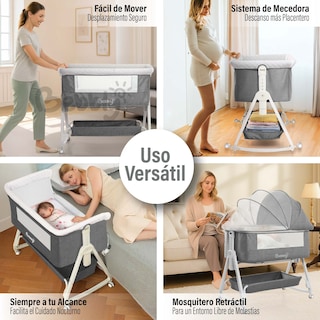 Foto 2 | Magma Life Cuna Colecho 3 En 1 Para Bebé, Cama Multifuncional Con Mosquitero, Altura Ajustable, Convertible A Mecedora