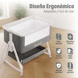 Foto 6 | Magma Life Cuna Colecho 3 En 1 Para Bebé, Cama Multifuncional Con Mosquitero, Altura Ajustable, Convertible A Mecedora