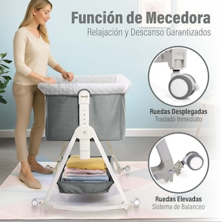 Foto 7 | Magma Life Cuna Colecho 3 En 1 Para Bebé, Cama Multifuncional Con Mosquitero, Altura Ajustable, Convertible A Mecedora