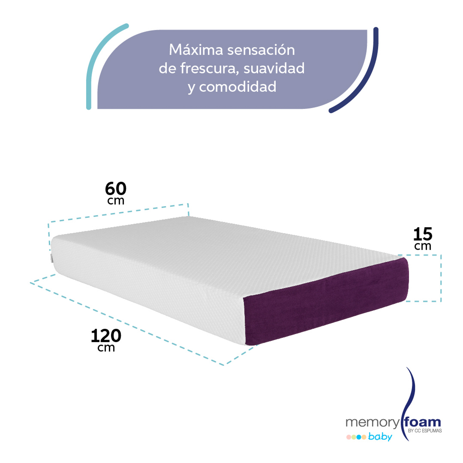 Foto 6 pulgar | Colchón Memory Foam Baby Good 120*60*15 Blanco