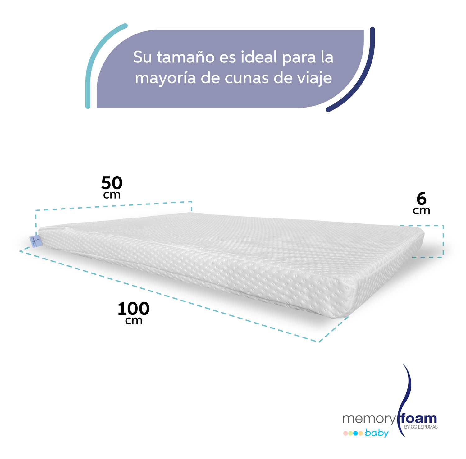 Foto 5 | Colchón Memory Foam Cuna De Viaje 100*50 Blanco