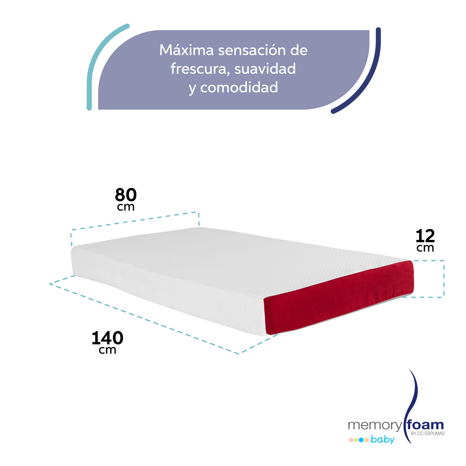 Foto 5 | Colchón Memory Foam Baby Great 140*80*12 Blanco