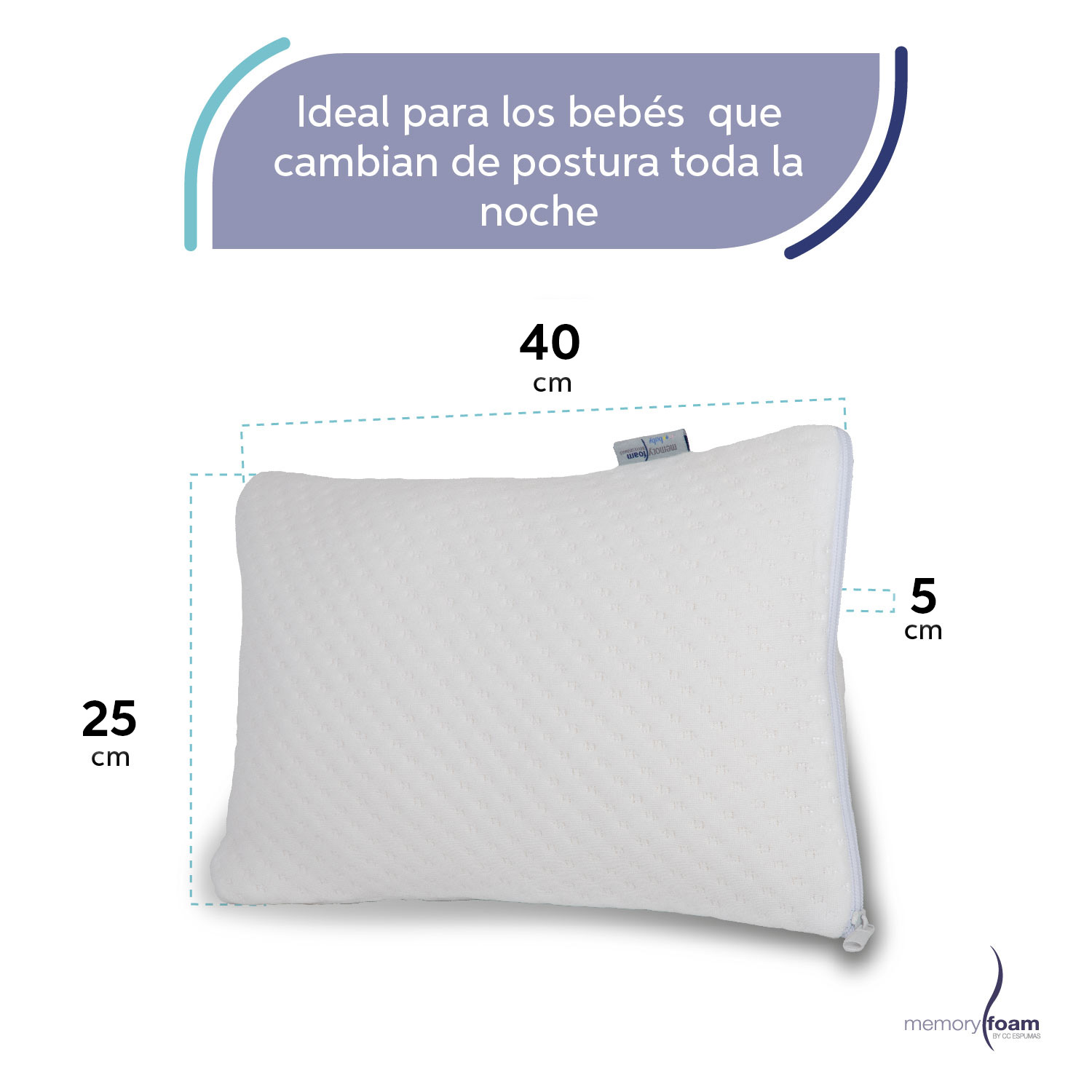 Foto 6 pulgar | Almohada Memory Foam Blanco de Bebé