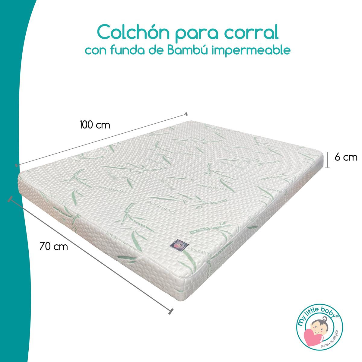 Foto 4 pulgar | Colchón de Cuna MLB 70 x 100 cm Funda de Bambú Impermeable y Transpirable 18 Certificaciones Internacionales