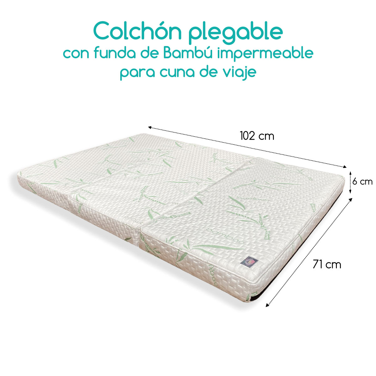 Foto 3 pulgar | Colchón De Cuna De Viaje Plegable De Bambú 70 X 100 Cm, Funda Impermeable Y Transpirable, Hecho En México Por Col