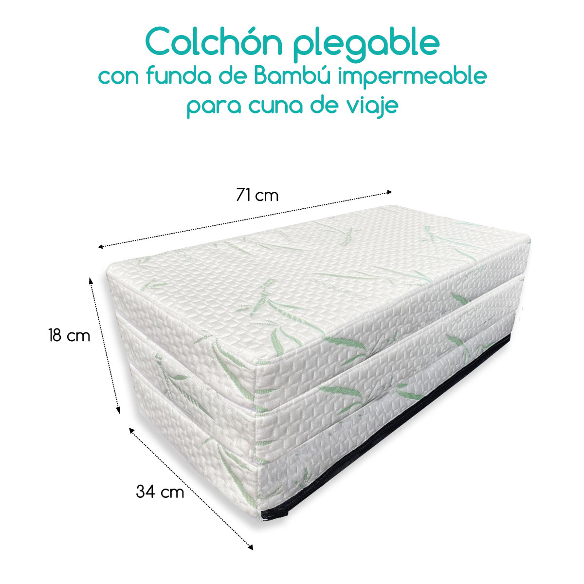 Foto 4 pulgar | Colchón De Cuna De Viaje Plegable De Bambú 70 X 100 Cm, Funda Impermeable Y Transpirable, Hecho En México Por Col