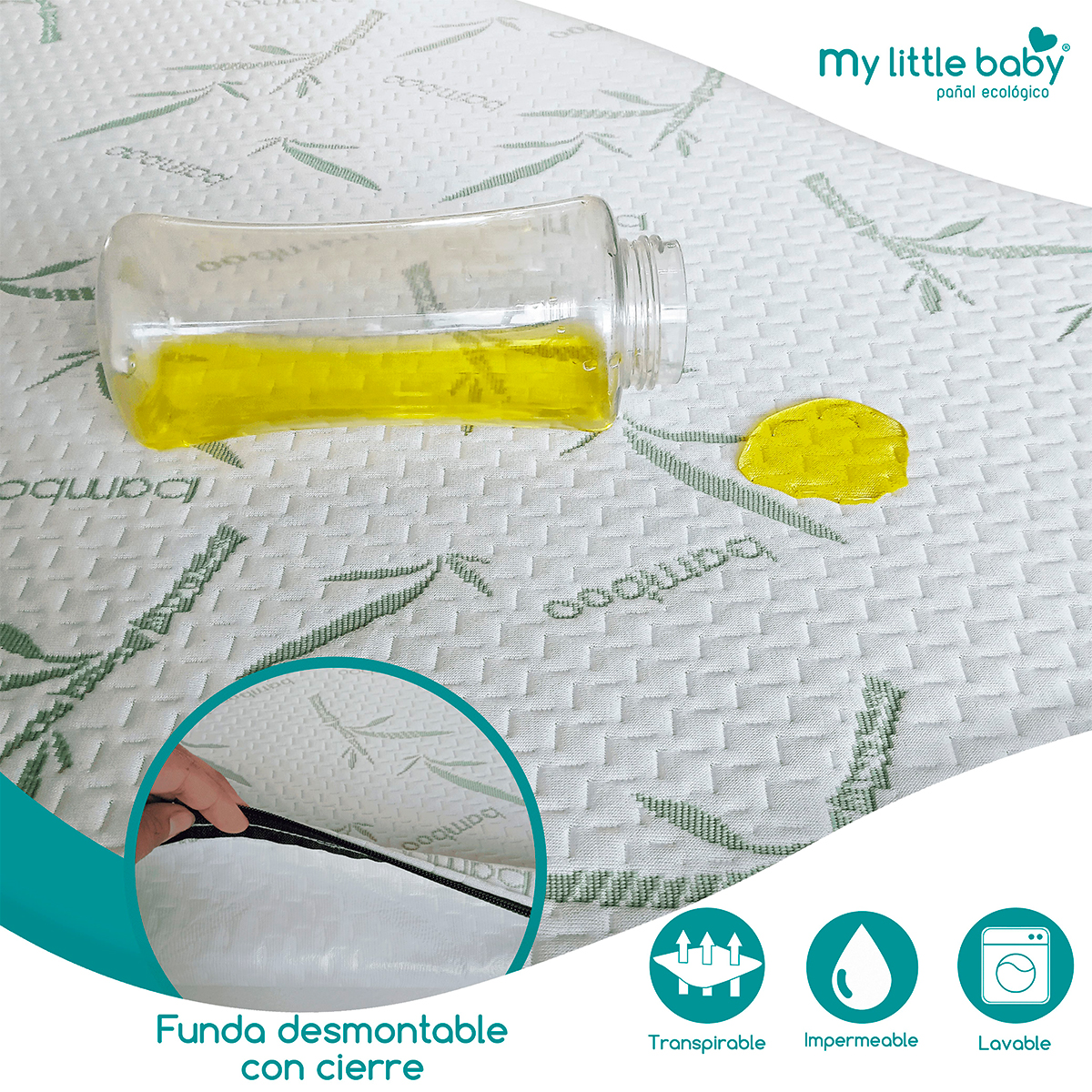 Foto 7 pulgar | Colchón De Cuna De Viaje Plegable De Bambú 70 X 100 Cm, Funda Impermeable Y Transpirable, Hecho En México Por Col