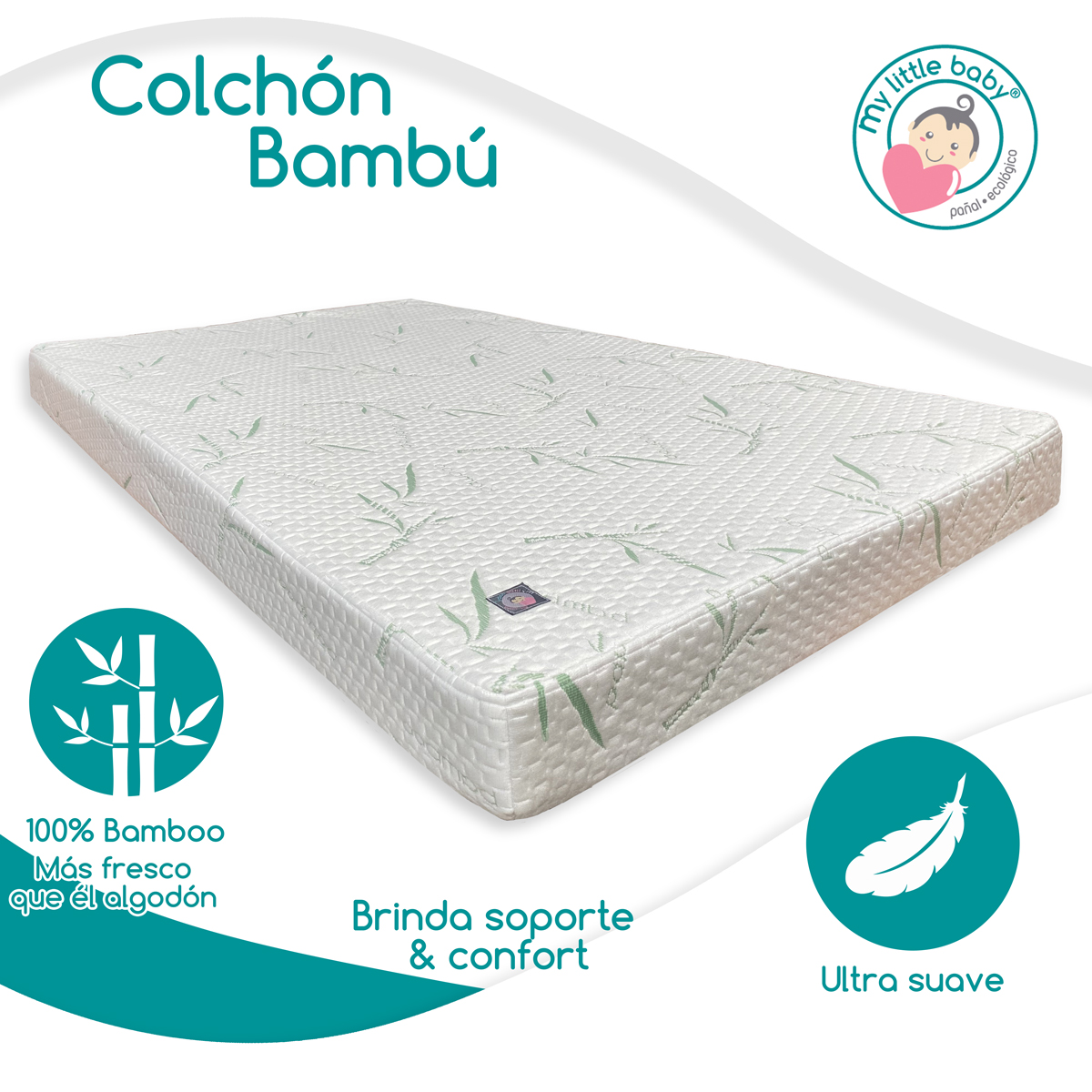 Foto 4 pulgar | Colchón de Cuna de Bebé Funda de Bambú Impermeable y Transpirable Colchon Dorm