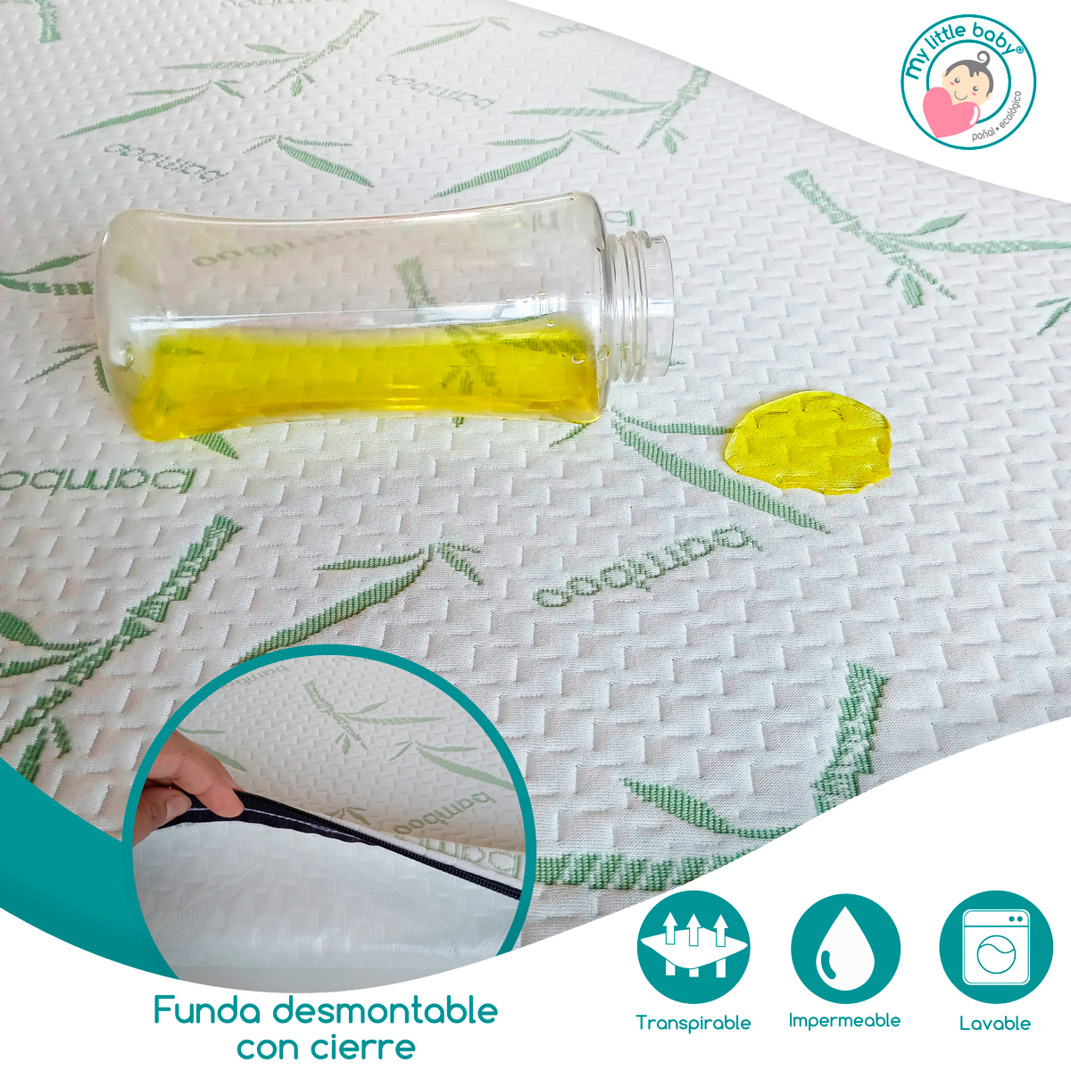 Foto 5 | Colchón de Cuna de Bebé Funda de Bambú Impermeable y Transpirable Colchon Dorm