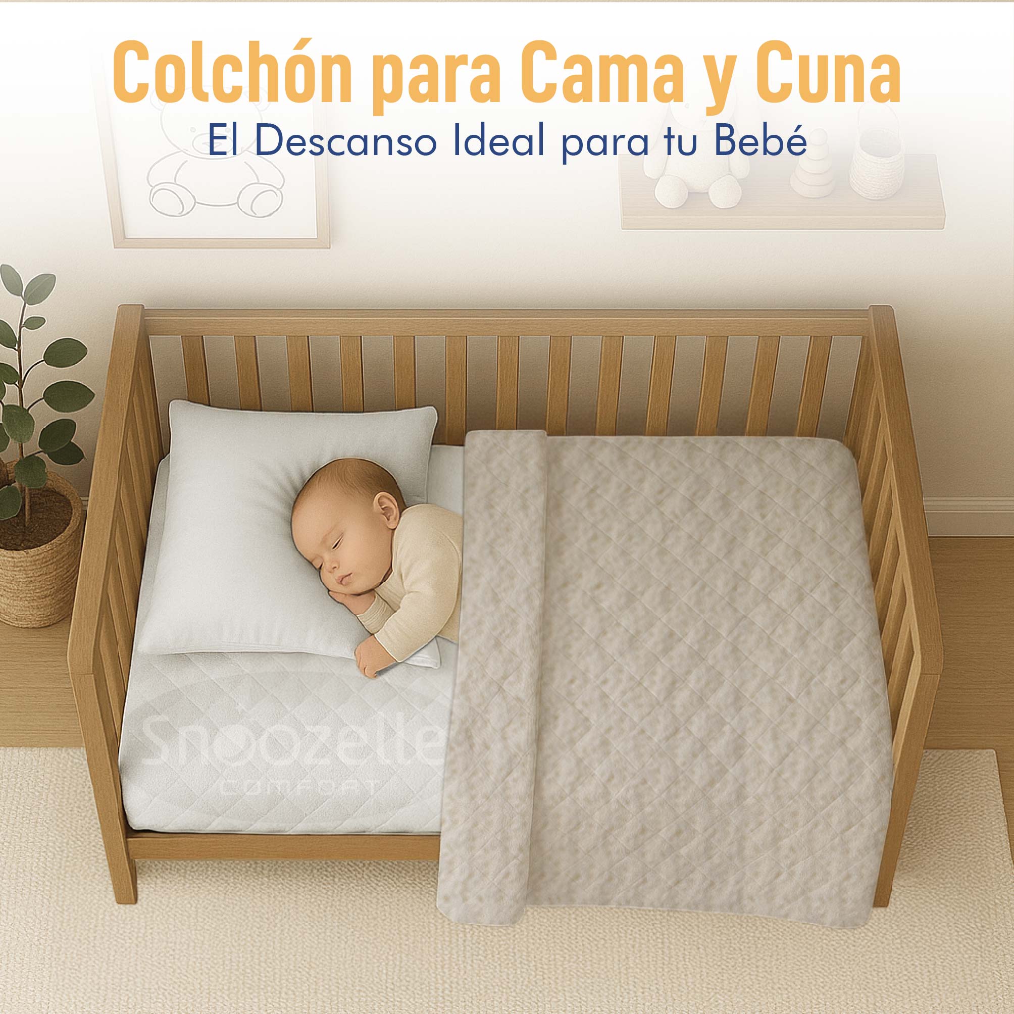 Foto 7 pulgar | Snoozelle Comfort Colchón Para Cuna, Espuma De Alta Densidad, Memory Foam, Antideslizante, Impermeable, Hipoalergénico