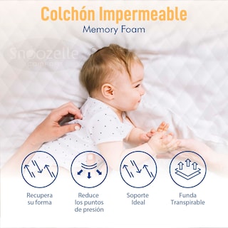 Foto 7 | Snoozelle Comfort Colchón Para Cuna, Espuma De Alta Densidad, Memory Foam, Antideslizante, Impermeable, Hipoalergénico