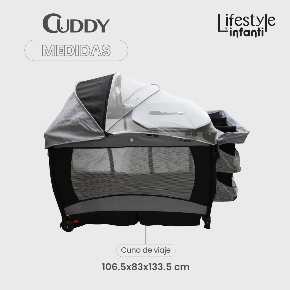 Foto 7 pulgar | Cuna De Viaje Infanti Cuddy Ultracompacta Convertible A Mecedora Color Gris