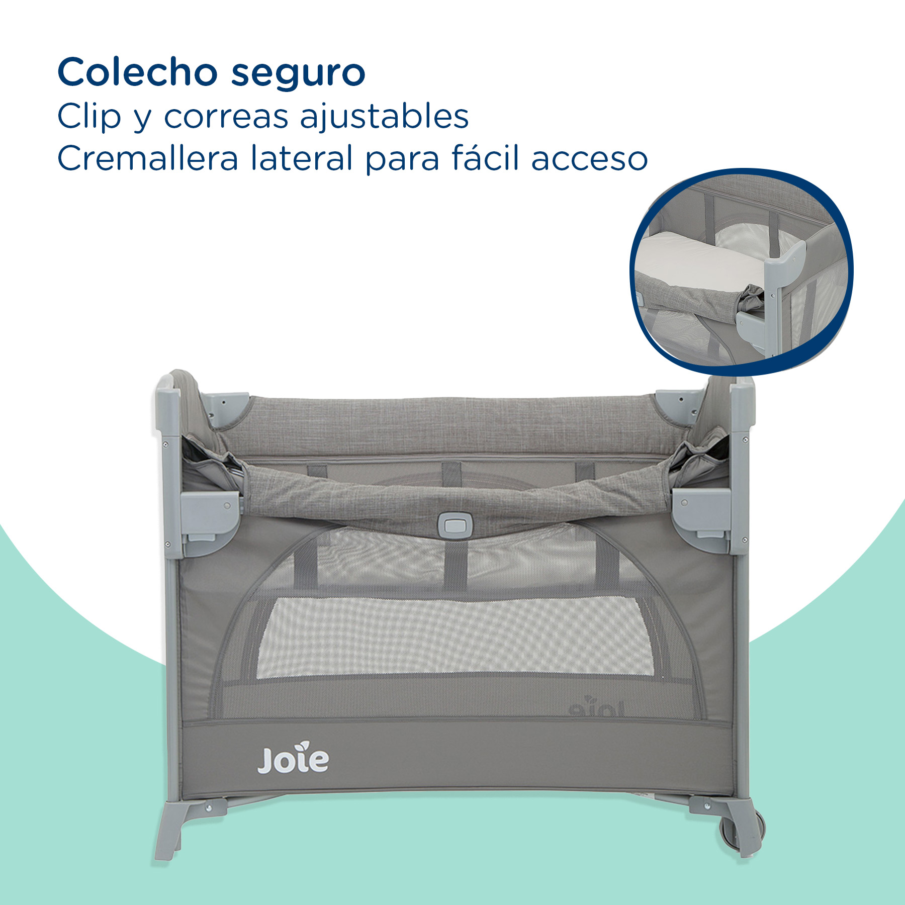 Foto 7 pulgar | Cuna Corral Joie Kubbie Sleep Gris