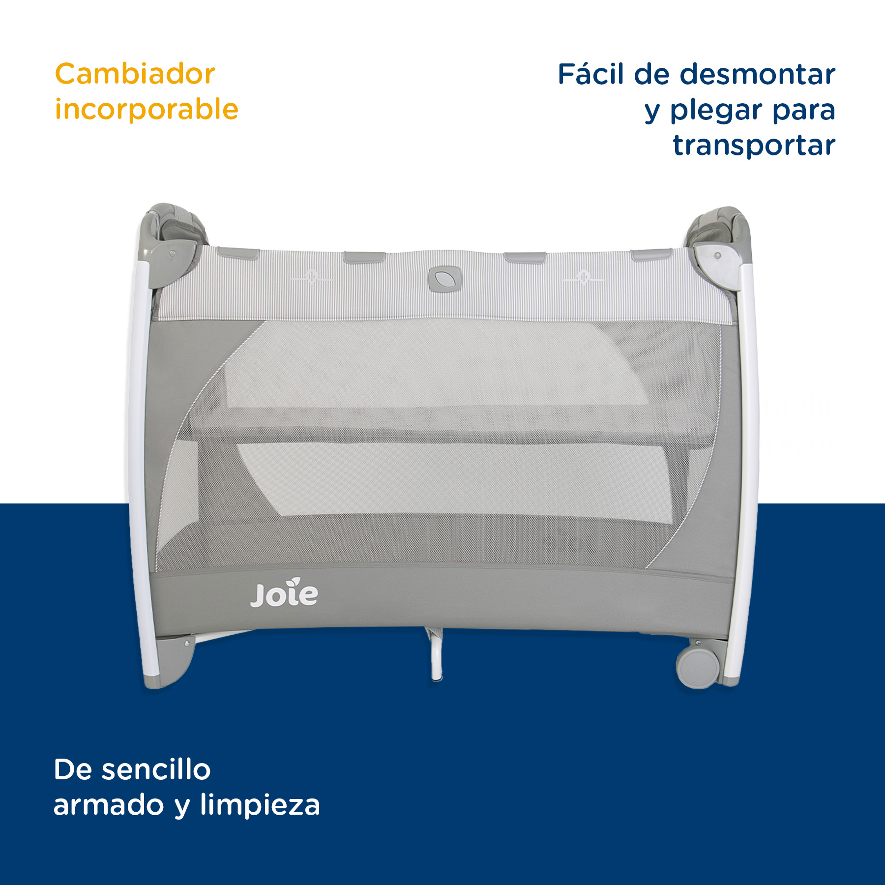 Foto 6 | Cuna Corral Joie Commuter Change&Bounce Gris Starry Night 3 en 1 Mecedora Cambiador Pañales Multiusos