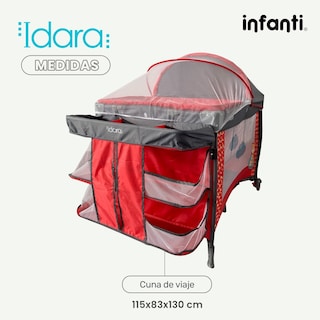 Foto 6 | Cuna Corral para Bebé Infanti Idara de Viaje con Organizador Rojo