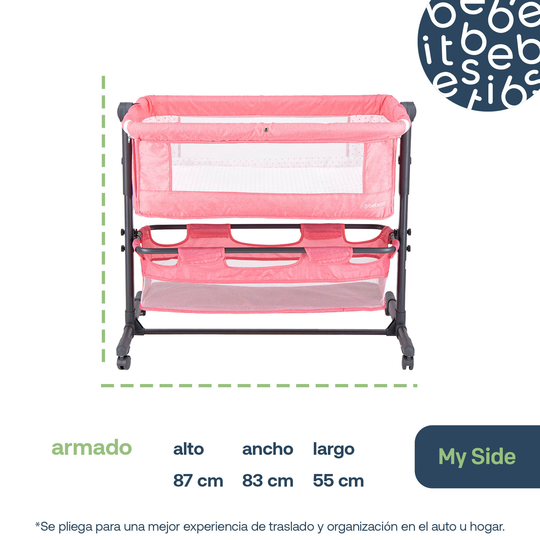 Foto 7 | Colecho para Bebe Bebesit Plegable Viajero color Rosa